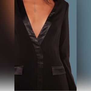 Vintage Anne Klein Open Tuxedo Jacket Blazer Black Size 8